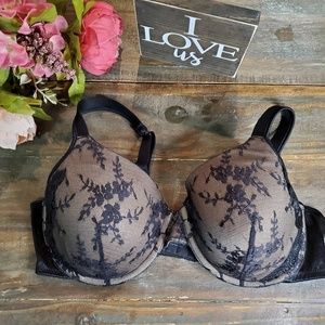 Playtex Black Lace Push Up Lined Underwire Bra